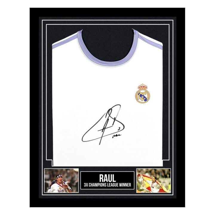 Raul Signed Framed Shirt - 3 x Champions League Winner