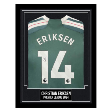 Christian Eriksen Signed Framed Away Shirt - Premier League 2024