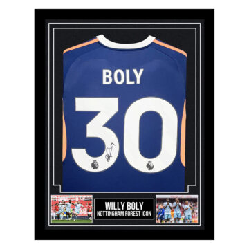 Signed Willy Boly Framed Shirt - Nottingham Forest Icon