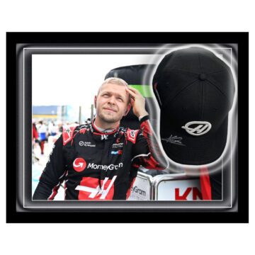 Signed Kevin Magnussen Hat Framed Dome - Haas F1 Team 2024