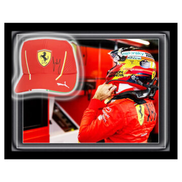 Signed Carlos Sainz Hat Framed Dome - Formula 1 Ferrari 2024