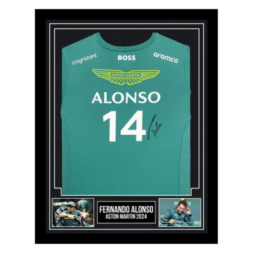 Signed Fernando Alonso Framed Shirt - F1 Aston Martin 2024