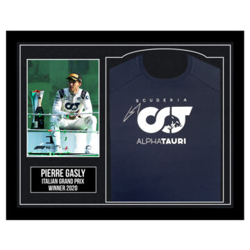 Framed Pierre Gasly Signed Shirt - Italian Grand Prix Winner 2020