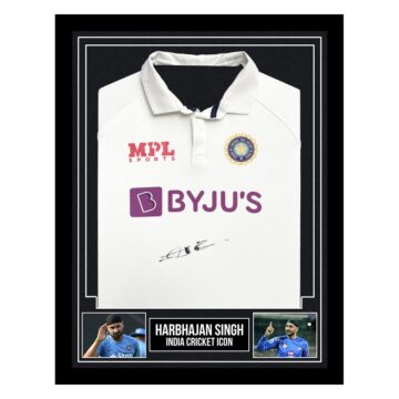 Signed Harbhajan Singh Framed Shirt - India Cricket Icon