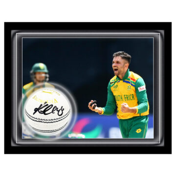 Signed Keshav Maharaj Ball Framed Dome - T20 Cricket World Cup 2024