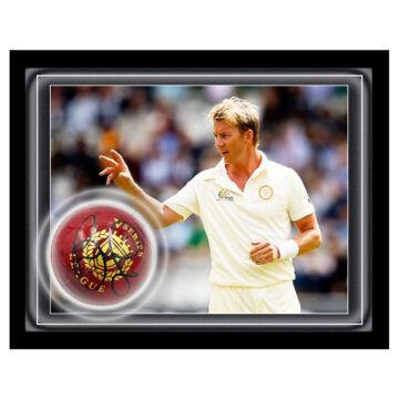 Signed Brett Lee Ball Framed Dome - Australia Cricket Icon