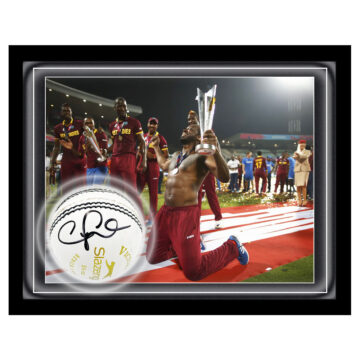 Signed Chris Gayle Ball Framed Dome - West Indies T20 CWC Winner 2016