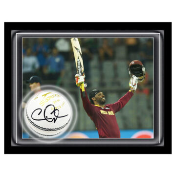 Signed Chris Gayle Ball Framed Dome - West Indies T20 CWC Winner 2012