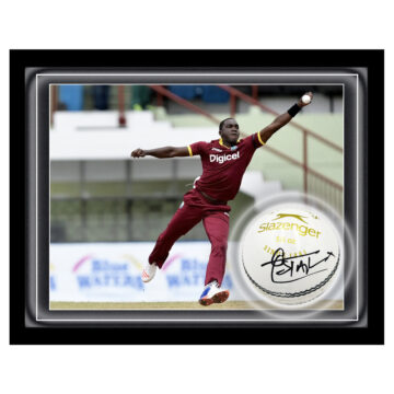 Signed Jerome Taylor Ball Framed Dome - West Indies T20 CWC Winner 2016