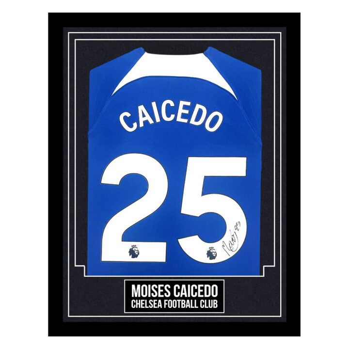 Moises Caicedo Signed Framed Shirt - Chelsea Football Club