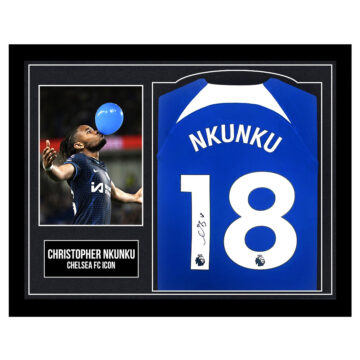 Framed Christopher Nkunku Signed Shirt - Chelsea F.C. Icon