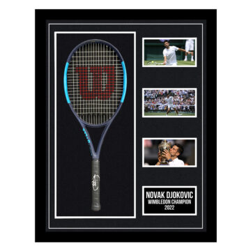 Signed Novak Djokovic Framed Racket - Wimbledon Champion 2022