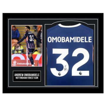 Framed Andrew Omobamidele Signed Shirt - Nottingham Forest Icon