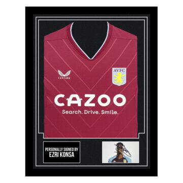 Ezri Konsa Signed Framed Display Shirt - Aston Villa Autograph