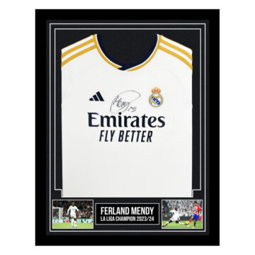 Signed Ferland Mendy Framed Shirt - Real Madrid La Liga Champion 2023/24