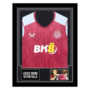 Signed Lucas Digne Framed Display Shirt - Aston Villa Genuine Autograph