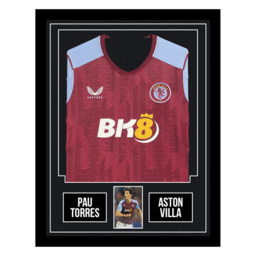 Signed Pau Torres Framed Display Shirt - Aston Villa Autograph
