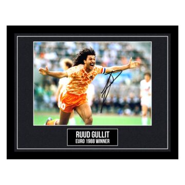 Signed Ruud Gullit Framed Photo Display - 16x12 Euro 1988 Winner