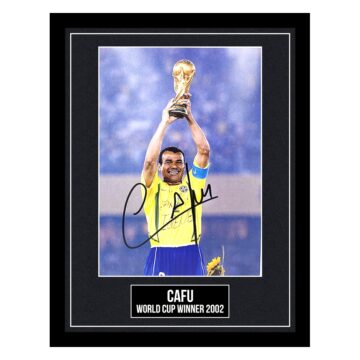 Signed Cafu Framed Photo Display - 16x12 World Cup Winner 2002