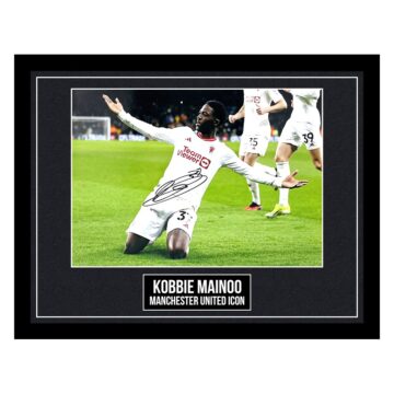 Signed Kobbie Mainoo Framed Photo Display - 16x12 Manchester United Icon