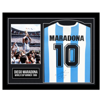 Framed Diego Maradona Signed Shirt - World Cup Winner 1986