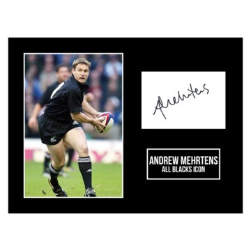 Signed Andrew Mehrtens Photo Display 16x12 - All Blacks Icon
