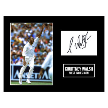 Signed Courtney Walsh Photo Display 16x12 - West Indies Icon