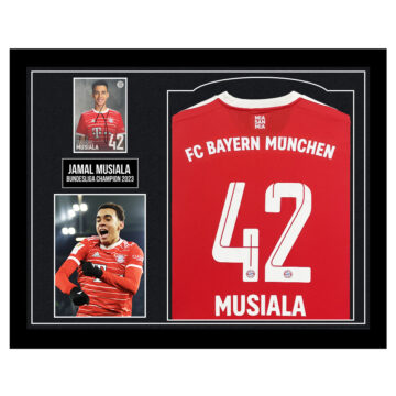 Signed Jamal Musiala Framed Display Shirt - Bundesliga Champion 2023