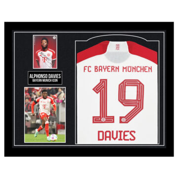 Signed Alphonso Davies Framed Display Shirt - Bayern Munich Icon