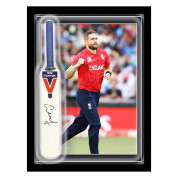 Signed Chris Woakes Mini Bat Framed Dome - T20 World Cup Champion 2022