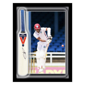 Signed Kraigg Brathwaite Mini Bat Framed Dome - West Indies Icon