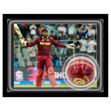 Signed Chris Gayle Ball Framed Dome - The Universe Boss Icon