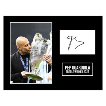 Signed Pep Guardiola Photo Display 16x12 - Treble Winner 2023