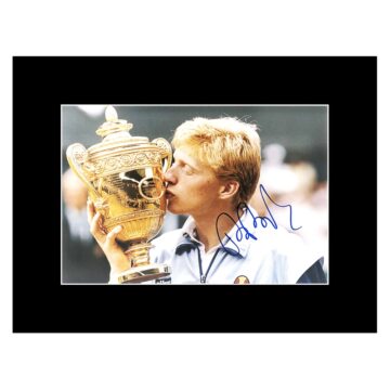 Signed Boris Becker Photo Display 16x12 - Wimbledon Champion 1985