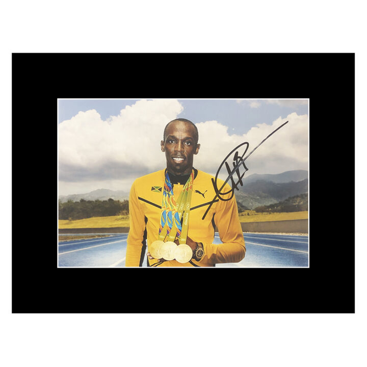 Usain Bolt Signed Photo Display 16×12 - Olympic Champion Rio 2016