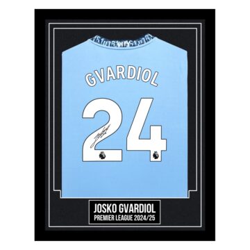 Josko Gvardiol Signed Framed Shirt - Premier League 2024/25