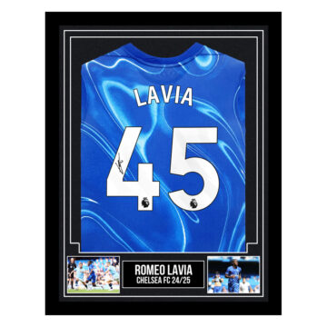 Signed Romeo Lavia Framed Shirt - Chelsea FC 24/25