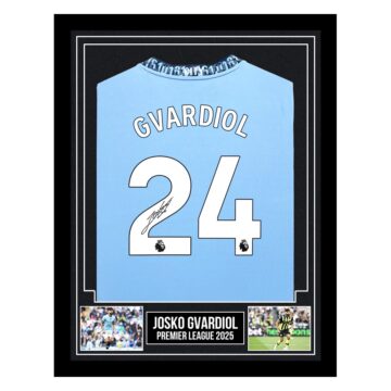 Signed Josko Gvardiol Framed Shirt - Premier League 2025