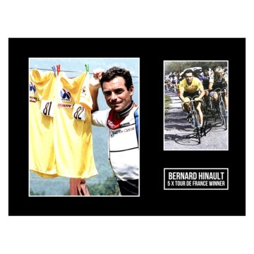 Signed Bernard Hinault Photo Display 16x12 - 5 x Tour De France Winner