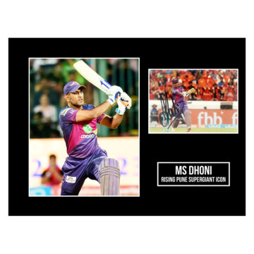 Signed MS Dhoni Photo Display - 16x12 Rising Pune Supergiant Icon