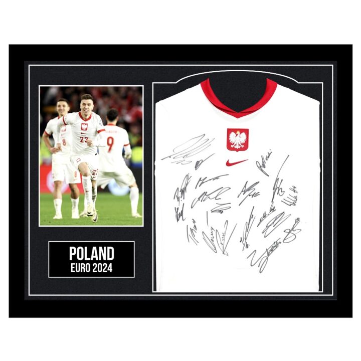 Framed Poland Signed Shirt - Euro 2024 Squad Autograph