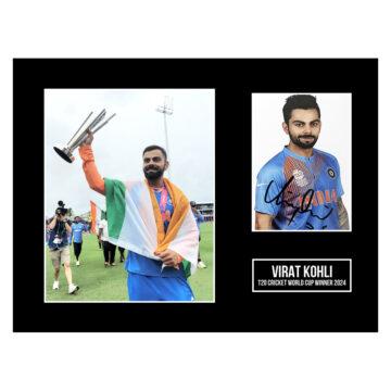 Signed Virat Kohli Photo Display 16x12 - T20 World Cup Champion 2024