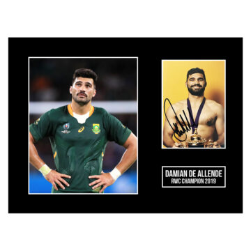 Signed Damian de Allende Photo Display 16x12 - RWC Champion 2019