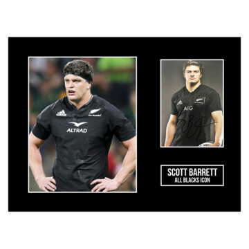 Signed Scott Barrett Photo Display 16x12 - All Blacks Icon
