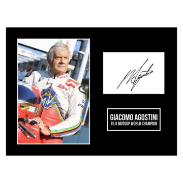 Autograph Giacomo Agostini Photo Display 16x12 - 15 x MotoGP World Champion