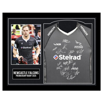 Framed Newcastle Falcons Signed Shirt - Premiership Rugby 2025