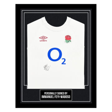 Immanuel Feyi-Waboso Signed Framed Shirt - England Rugby Autograph
