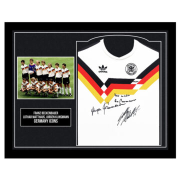 Framed Beckenbauer, Matthaus & Klinsmann Signed Shirt - Germany Icons