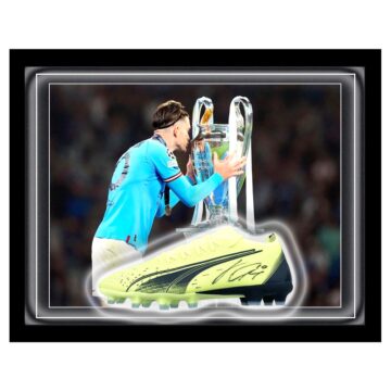 Signed Jack Grealish Boot Framed Dome - Treble Winner 2023