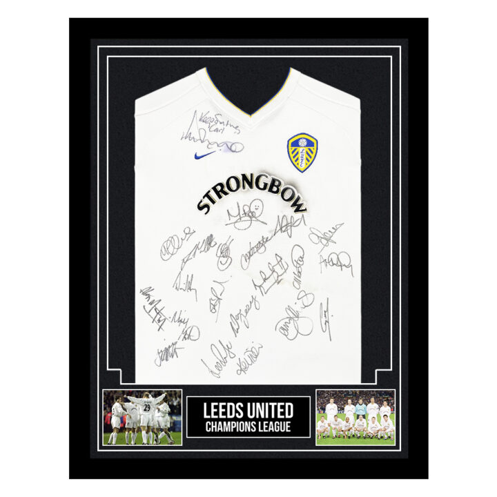 Signed Leeds United Framed Shirt - Champions League Squad